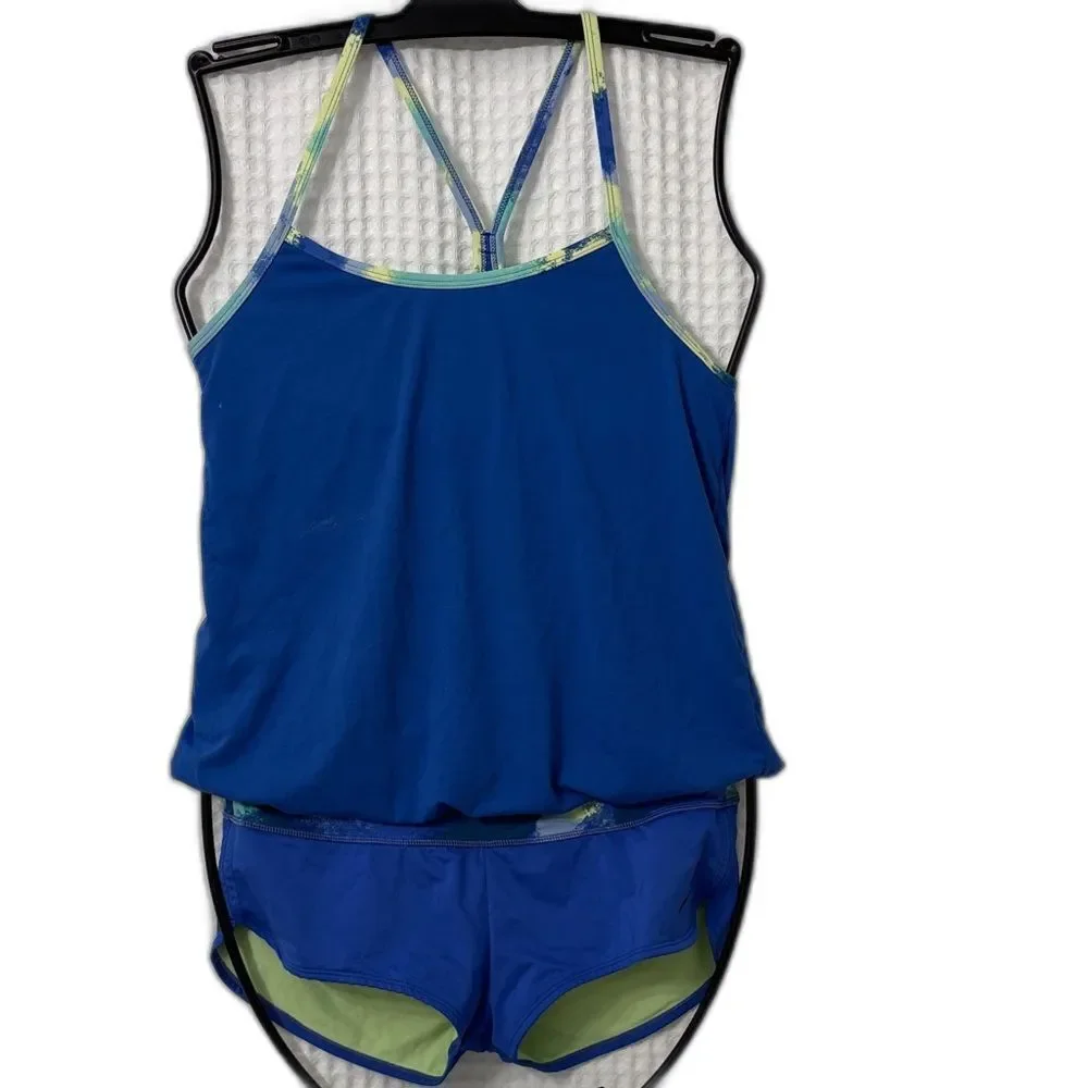 Nike Blue and Green Women's Tankini Set Size MD